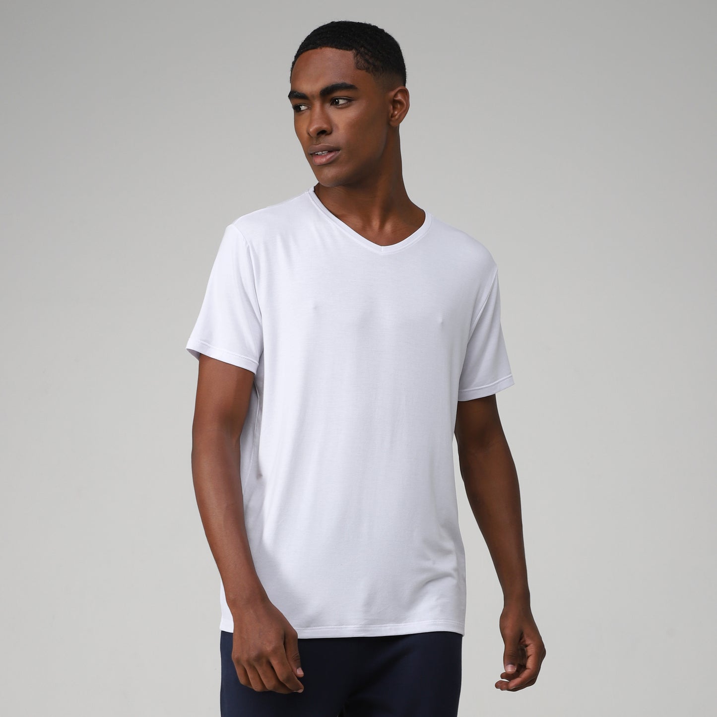 Tech T-Shirt Modal Gola V Masculina - Branco