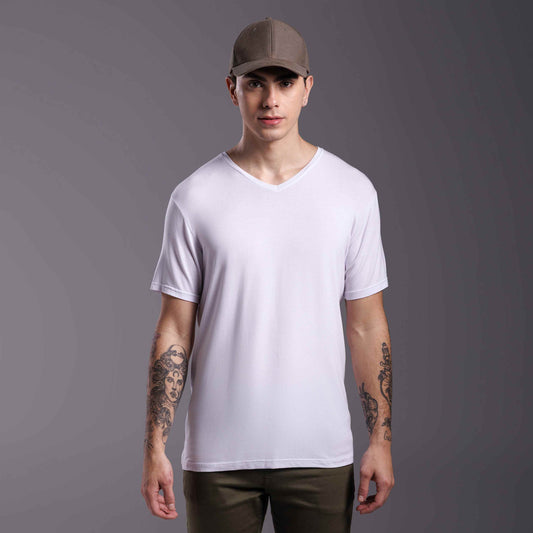 Tech T-Shirt Modal Gola V Masculina - Branco