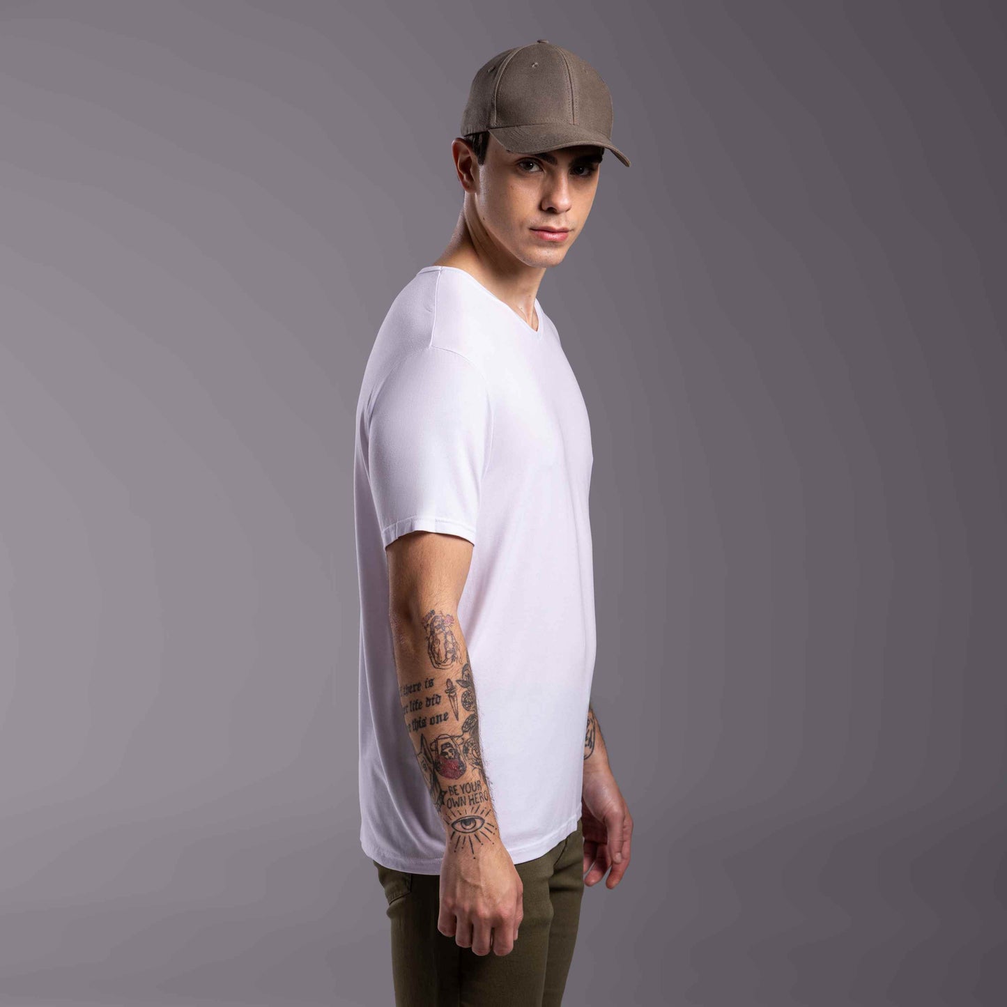 Tech T-Shirt Modal Gola V Masculina - Branco