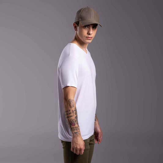 Tech T-Shirt Modal Gola V Masculina - Branco