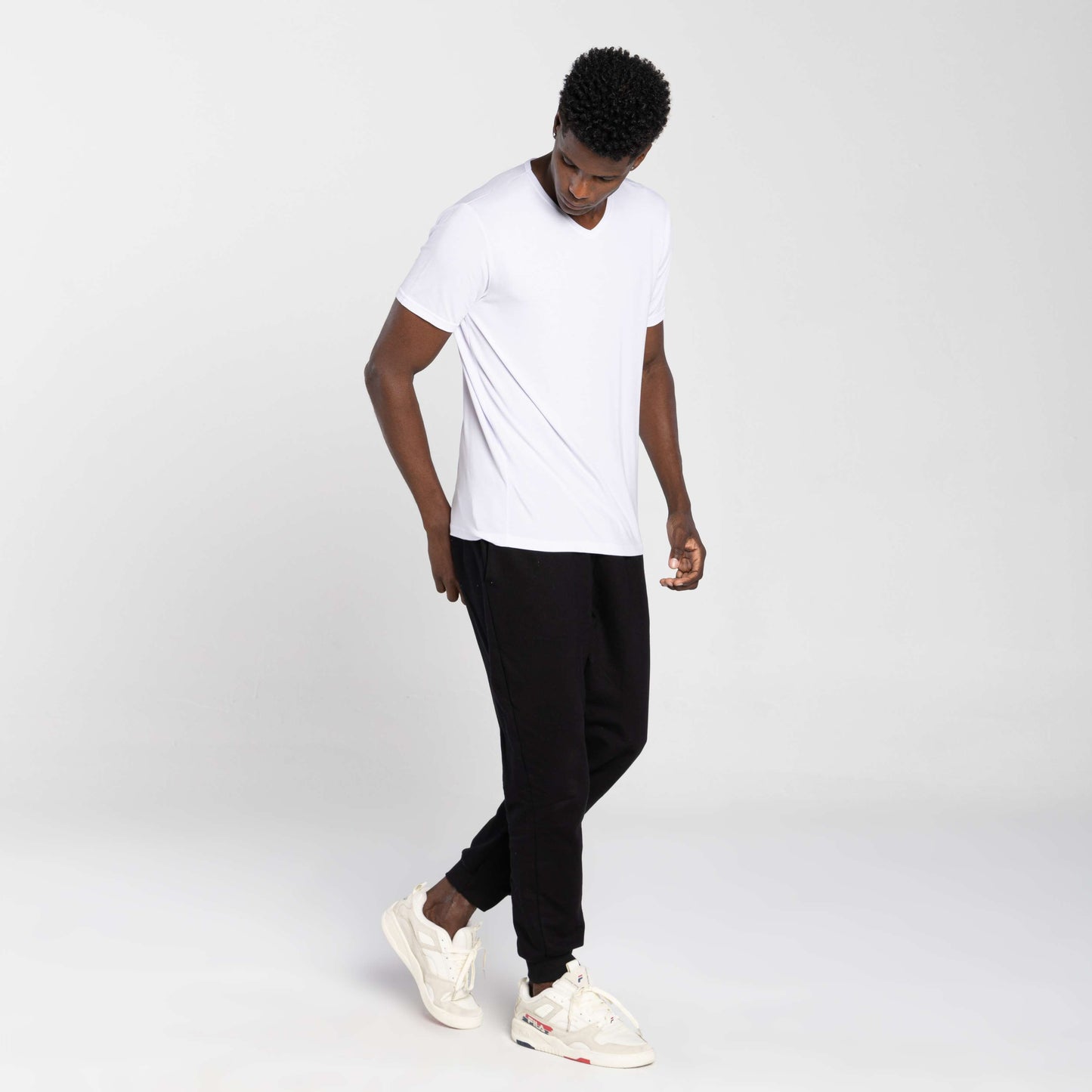 Tech T-Shirt Modal Gola V Masculina - Branco