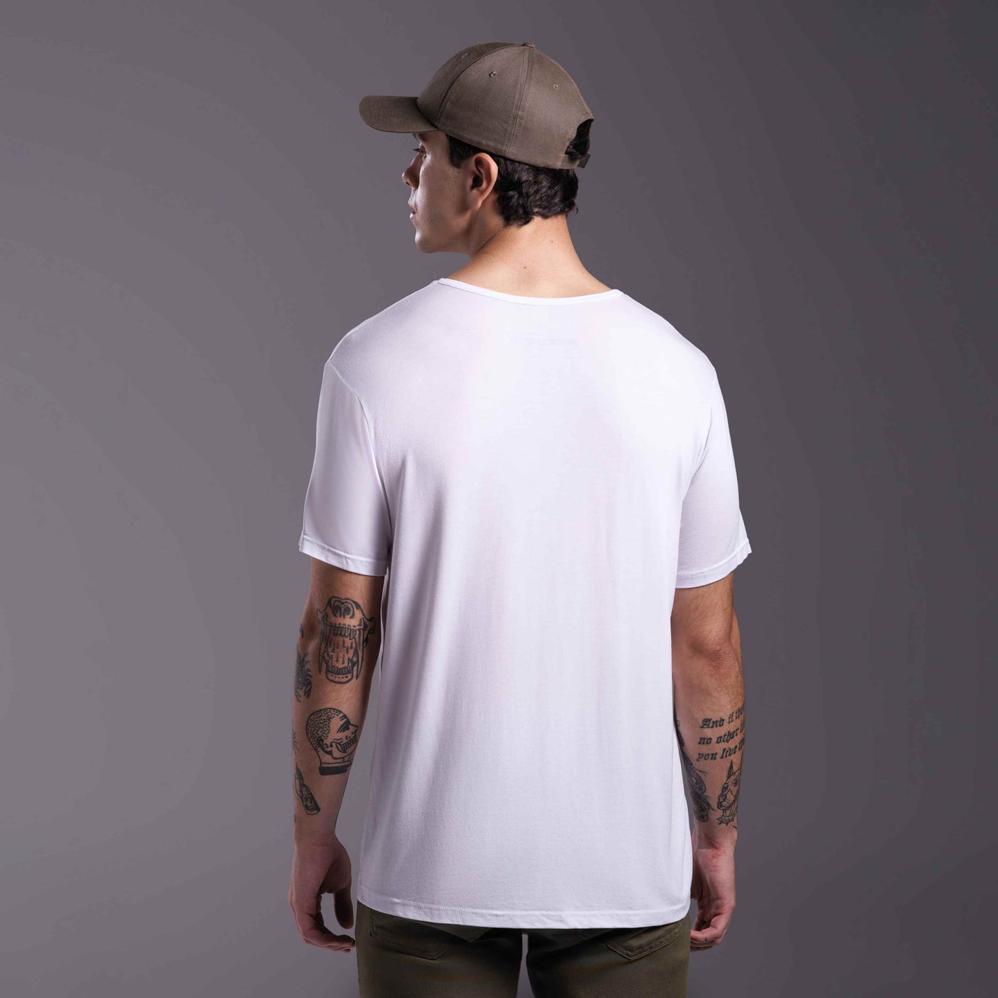 Tech T-Shirt Modal Gola V Masculina - Branco