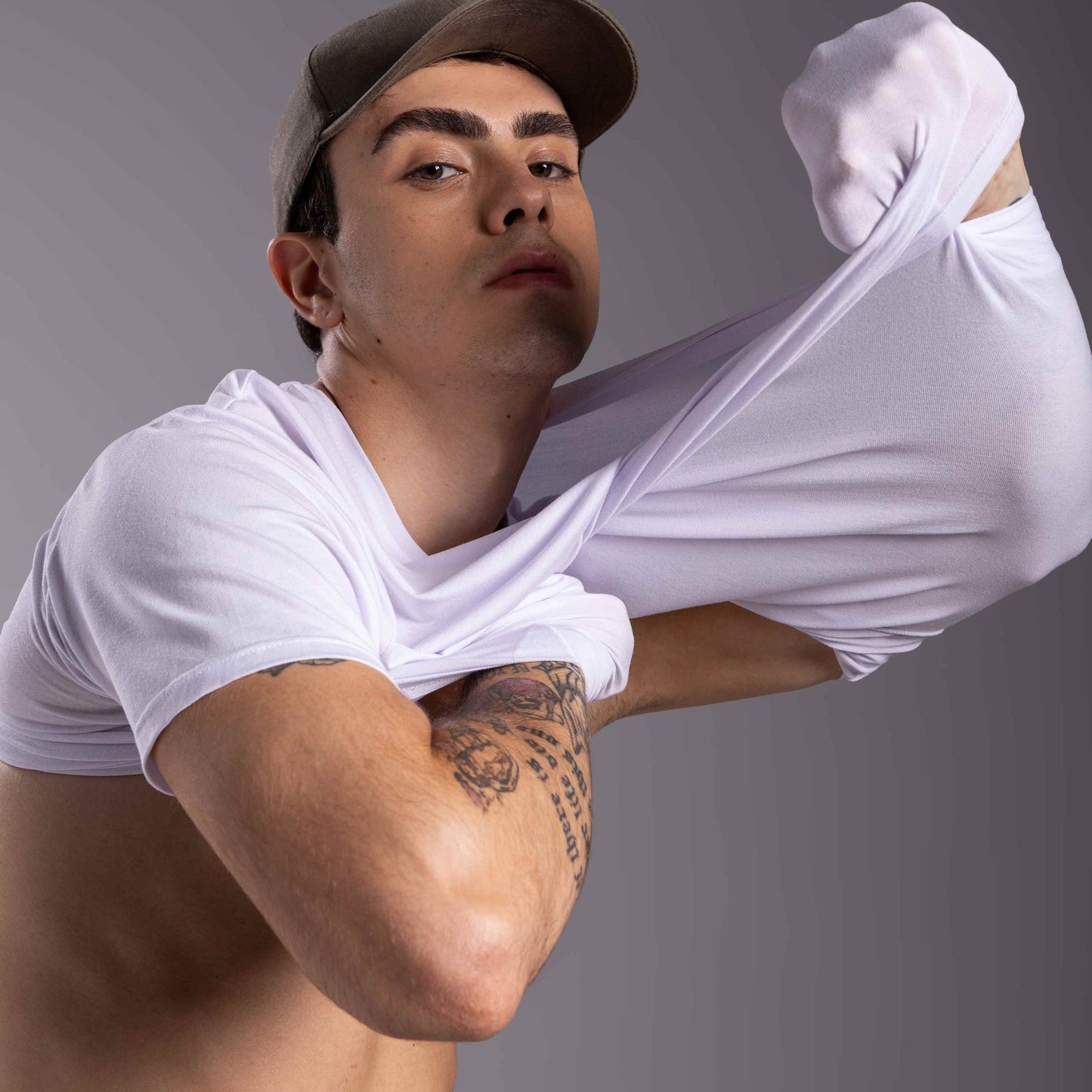 Tech T-Shirt Modal Gola V Masculina - Branco