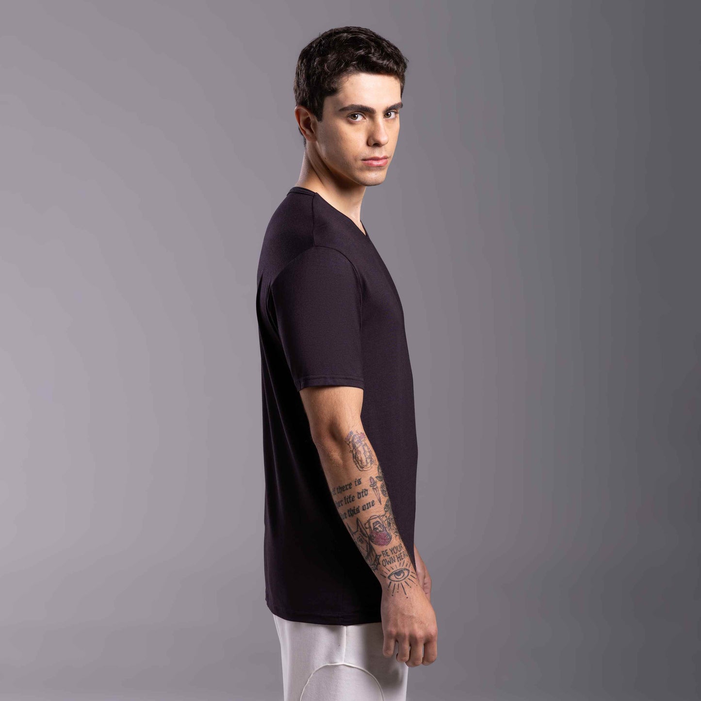 Tech T-Shirt Modal Gola V Masculina - Preto