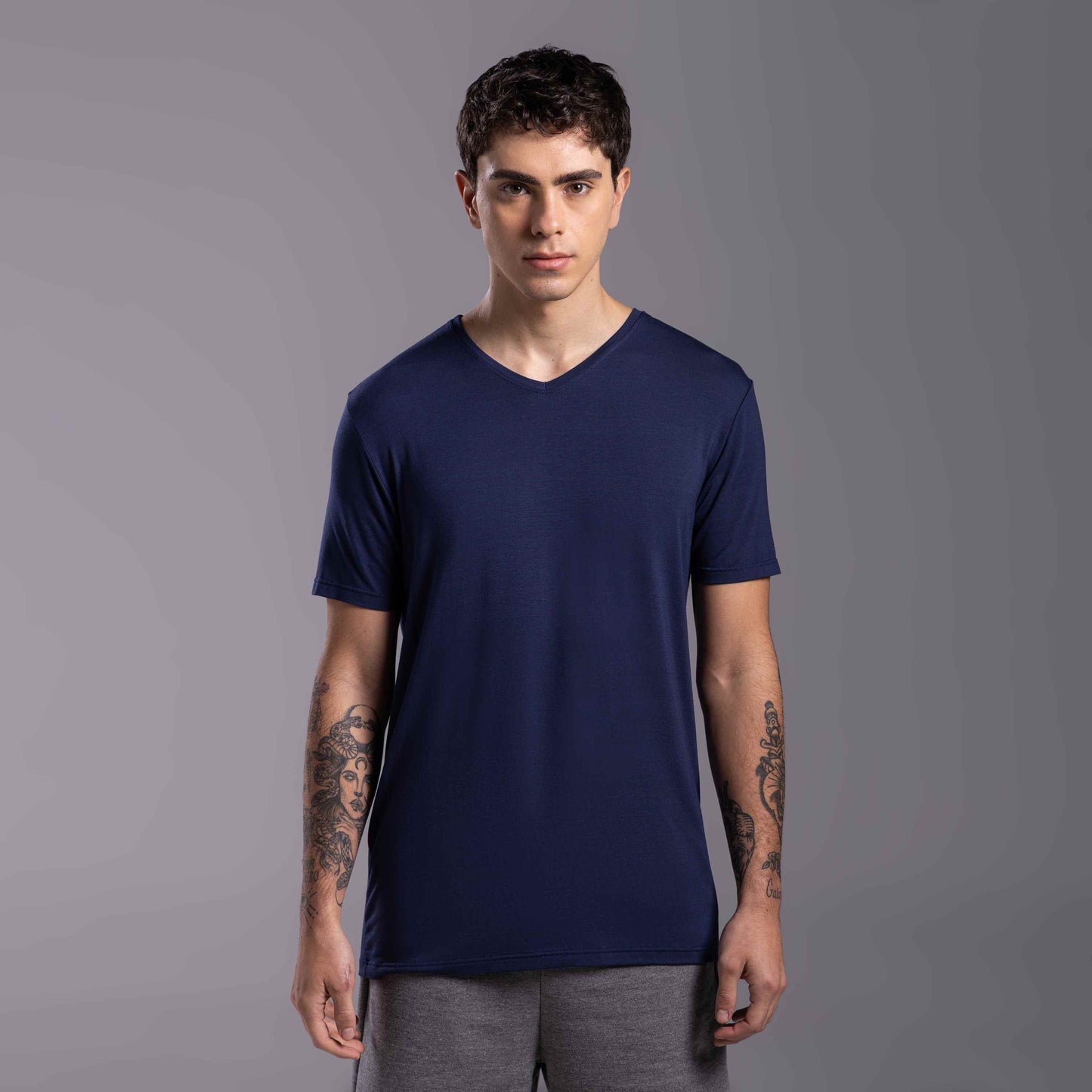 Tech T-Shirt Modal Gola V Masculina - Azul Marinho