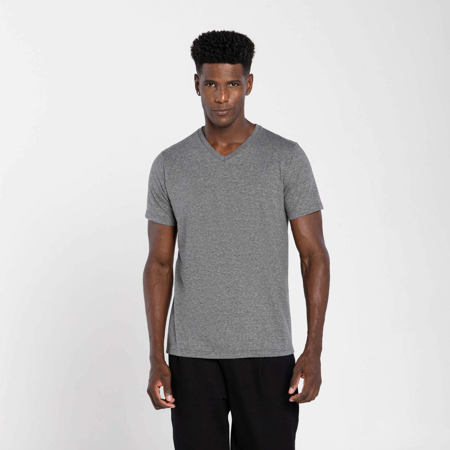 Tech T-Shirt Anti Odor Gola V Masculina - Mescla Escuro