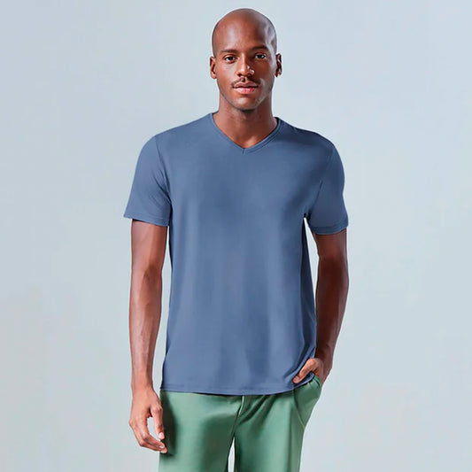 Tech T-Shirt NoLiquid Gola V Masculina - Azul Aviador