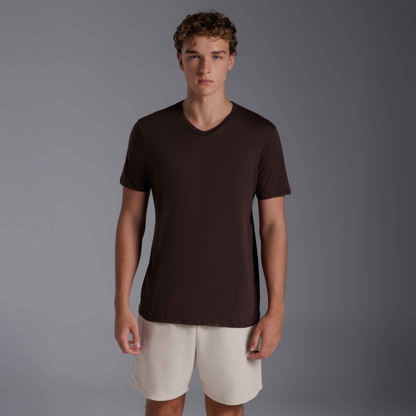 Tech T-Shirt NoLiquid Gola V Masculina - Marrom