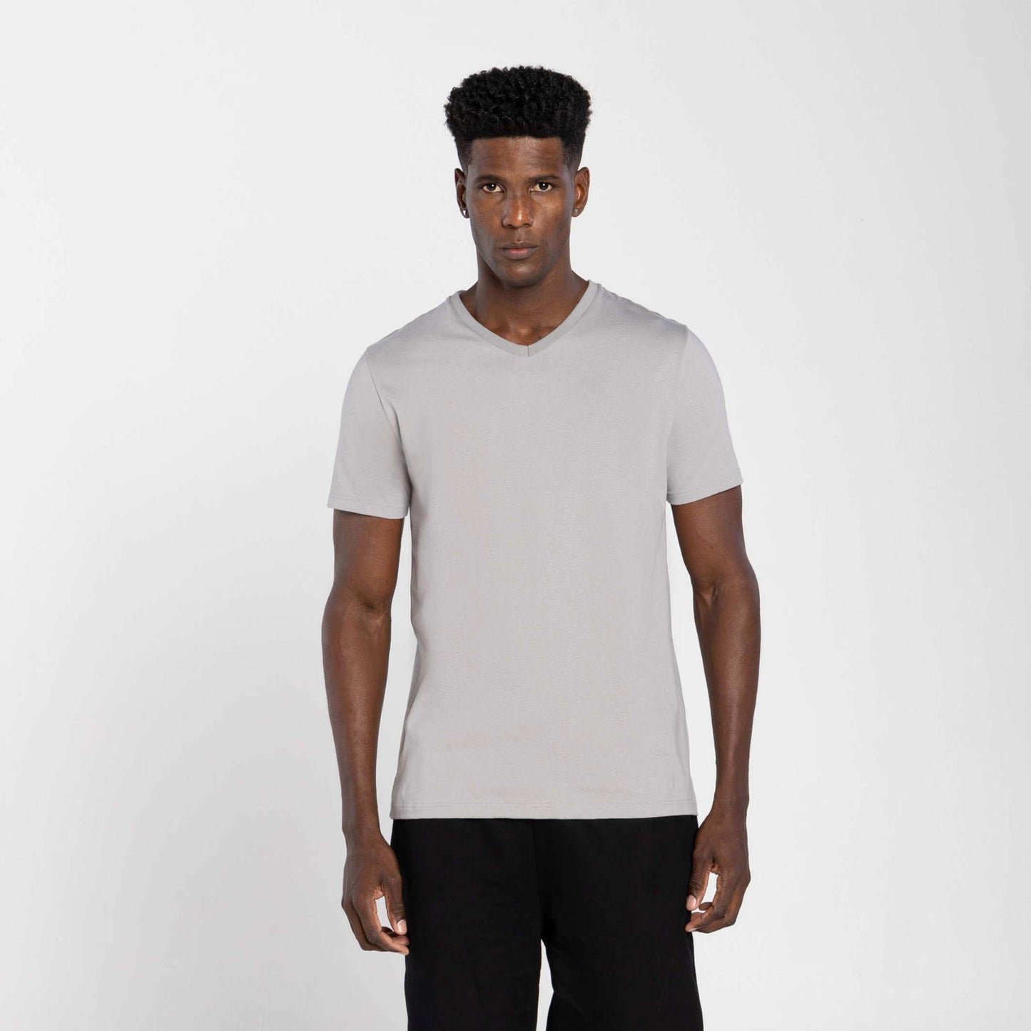 Tech T-Shirt Impermeável Gola V Masculina - Cinza Titanio