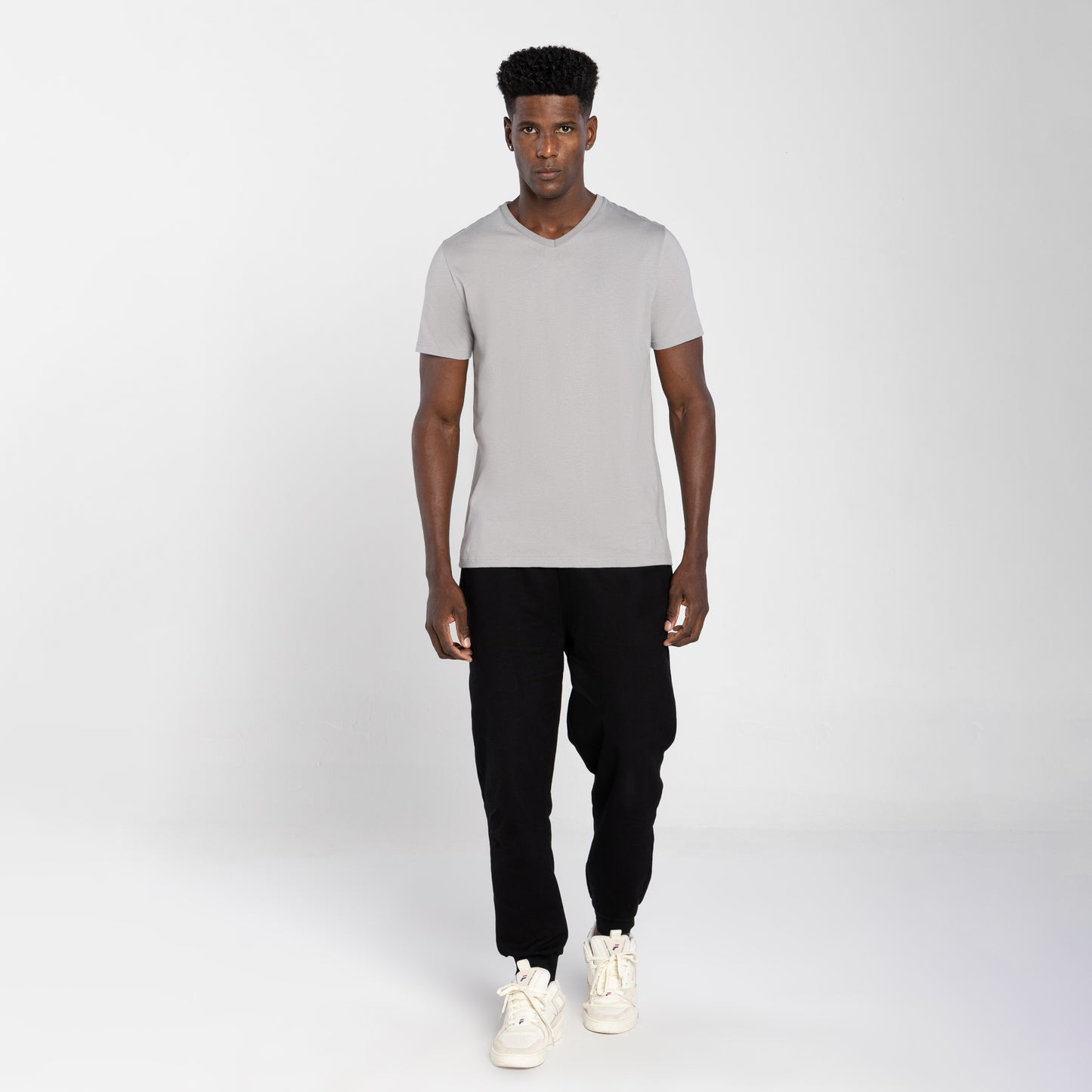 Tech T-Shirt Impermeável Gola V Masculina - Cinza Titanio