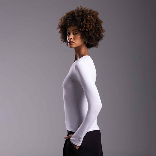 Tech T-Shirt Modal Manga Longa Feminina - Branco