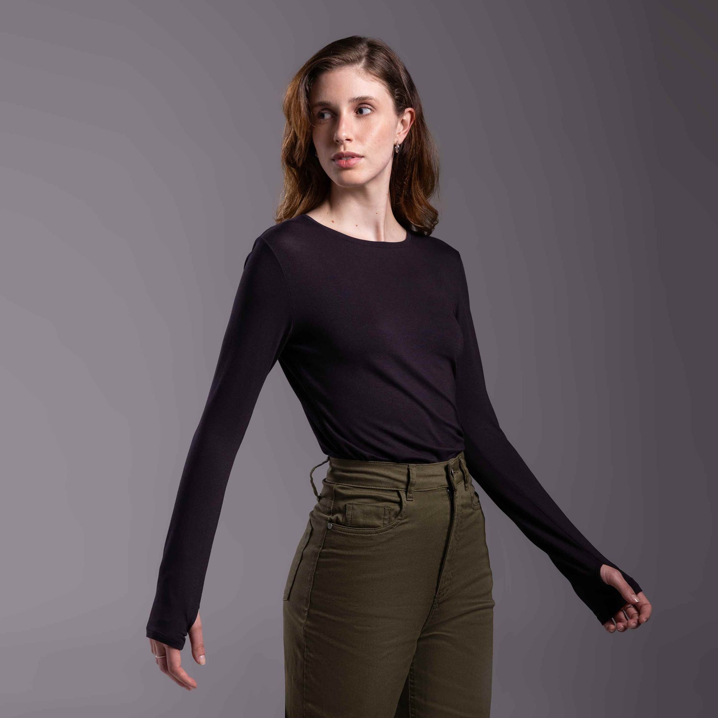 Tech T-Shirt Modal Manga Longa Feminina - Preto