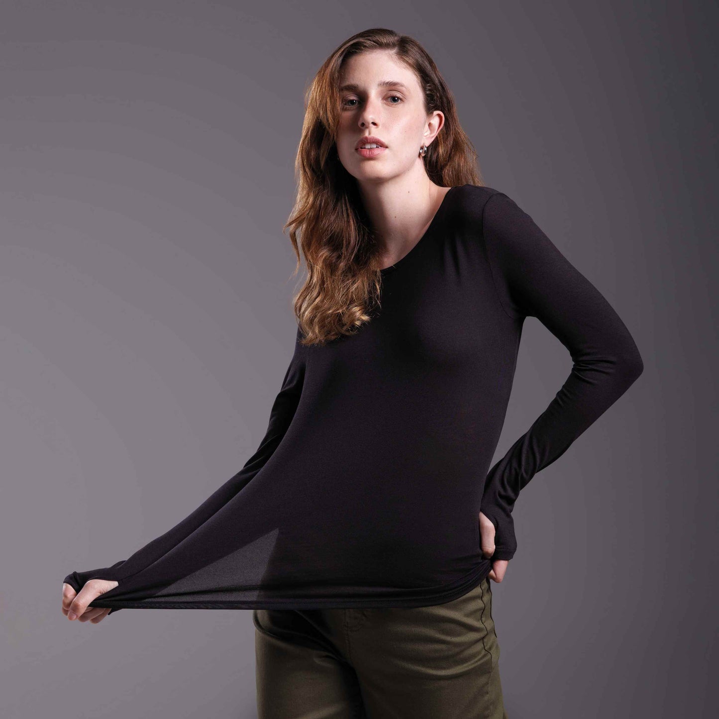 Tech T-Shirt Modal Manga Longa Feminina - Preto