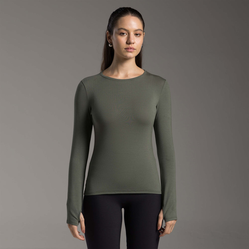 Tech T-Shirt Modal Manga Longa Feminina - Verde Figo