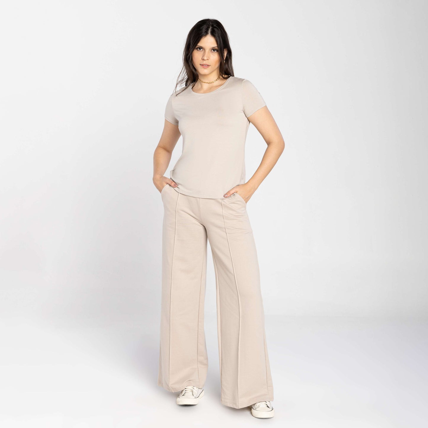 Tech T-Shirt Modal Feminina - Bege Aveia