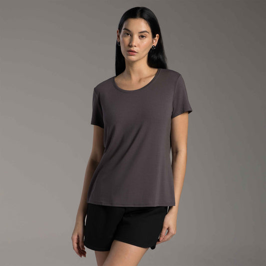Tech T-Shirt Modal Feminina - Cinza Carvão