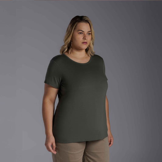 Tech T-Shirt Modal Plus Feminina - Verde Figo