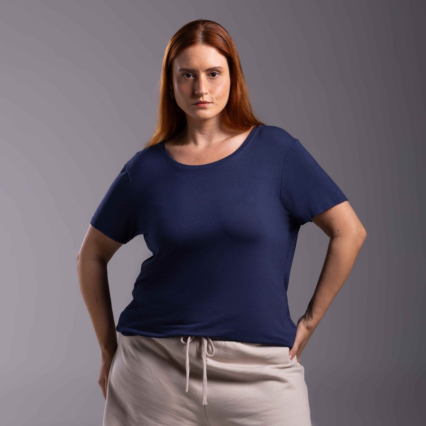 Tech T-Shirt Modal Plus Feminina - Azul Marinho