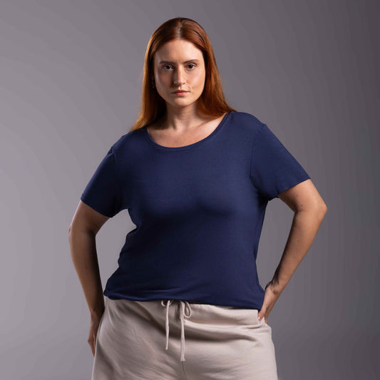 Tech T-Shirt Modal Plus Feminina - Azul Marinho
