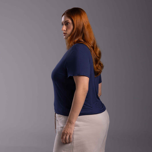 Tech T-Shirt Modal Plus Feminina - Azul Marinho