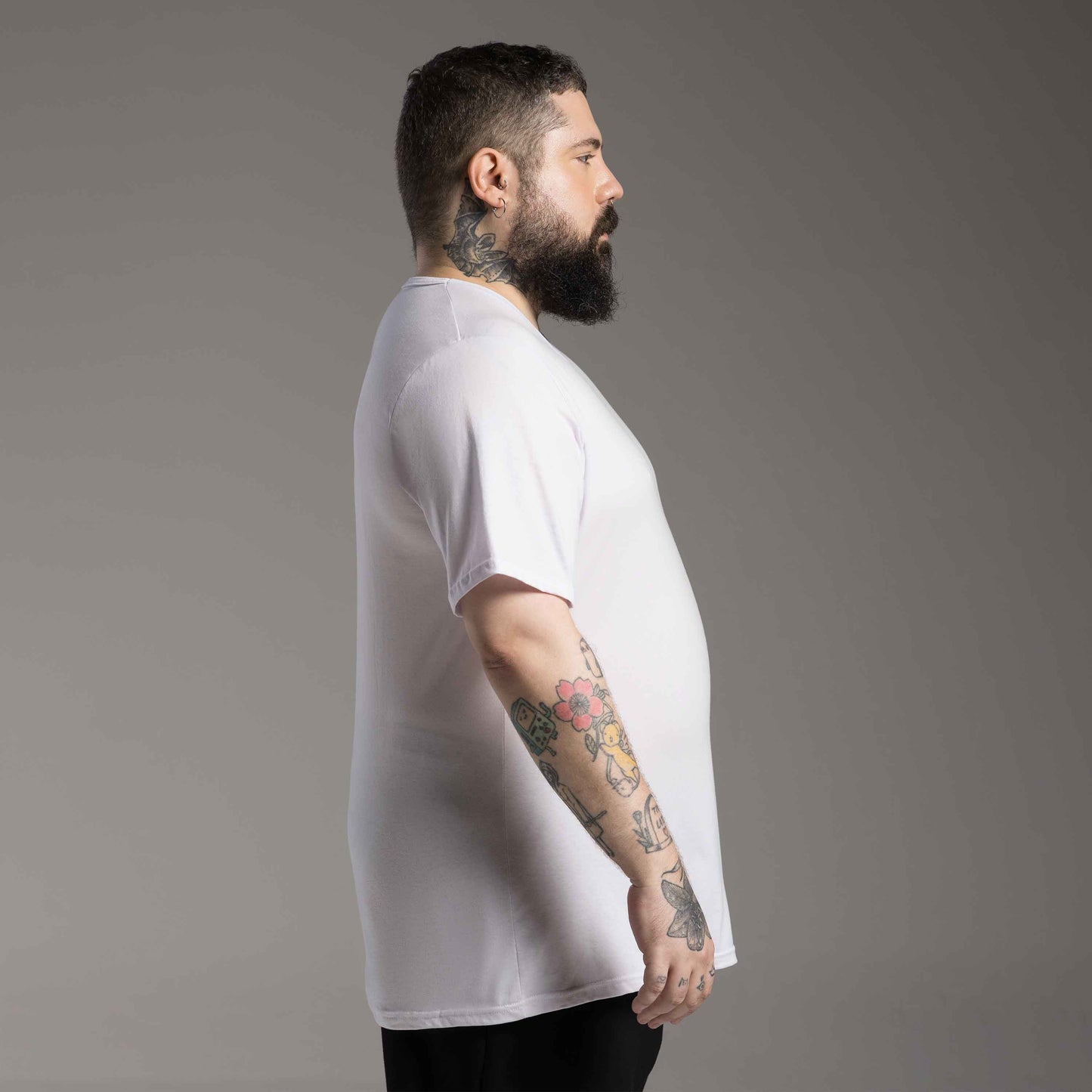 Tech T-Shirt NoLiquid Gola V Plus Masculina - Branco