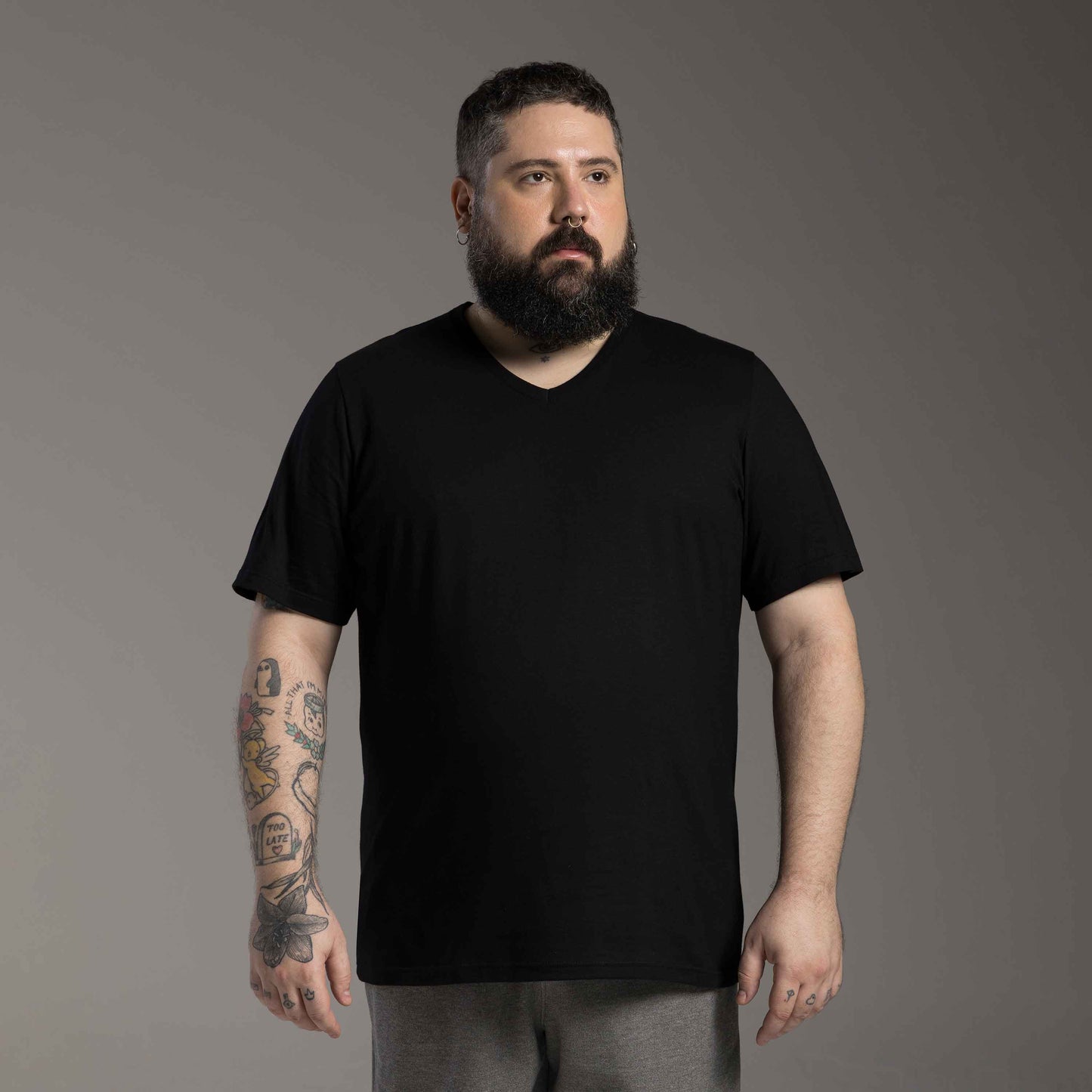 Tech T-Shirt NoLiquid Gola V Plus Masculina - Preto