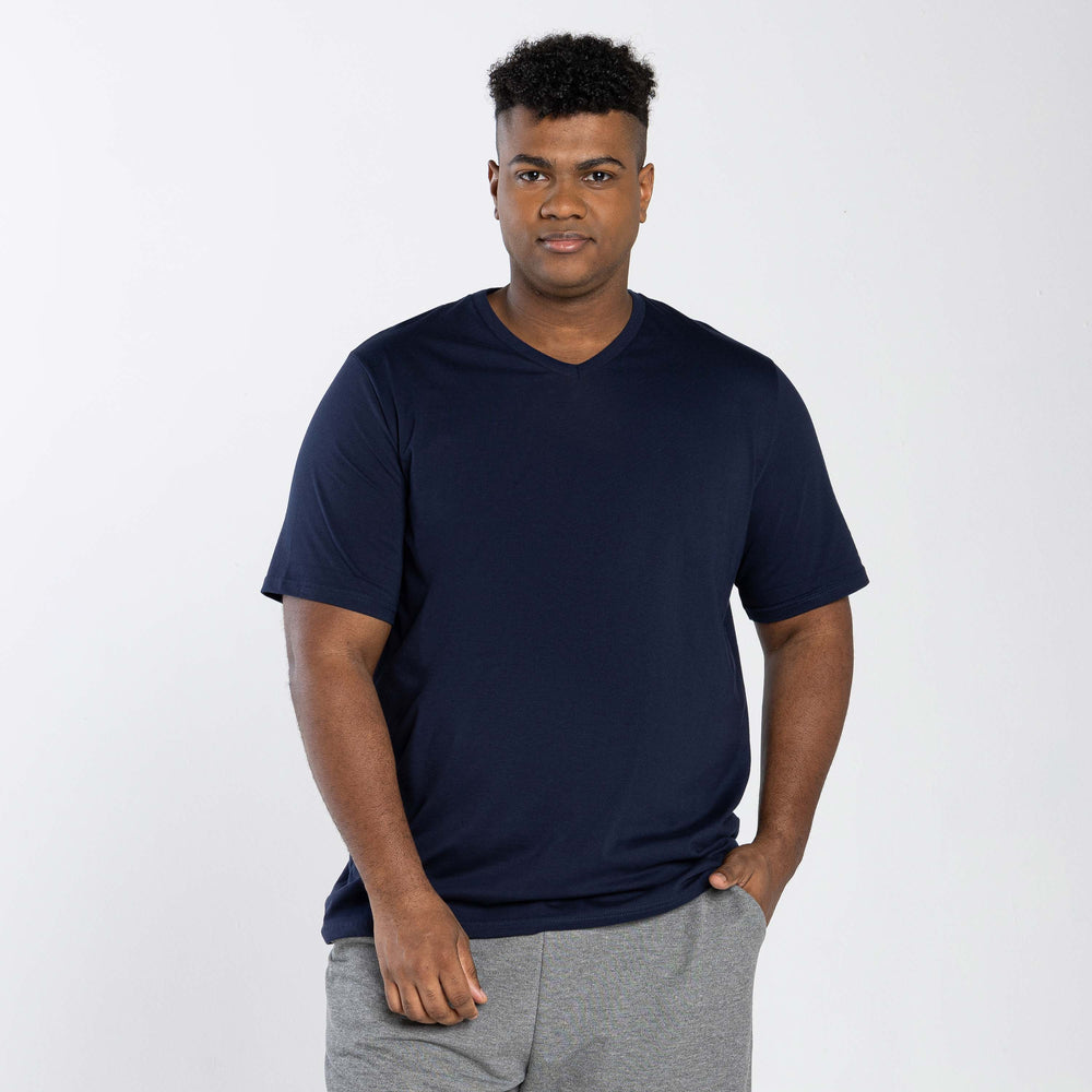 Tech T-Shirt Impermeável Gola V Plus Masculina - Azul Marinho
