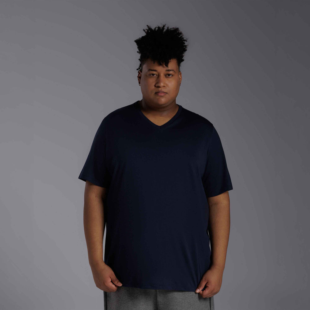 Tech T-Shirt NoLiquid Gola V Plus Masculina - Azul Marinho