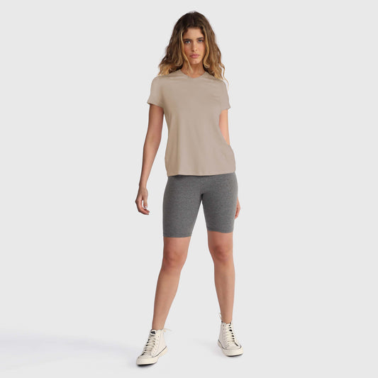 Tech T-Shirt NoLiquid Gola V Feminina - Bege Amêndoa