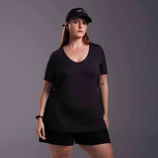 Tech T-Shirt Modal Gola V Plus Feminina - Preto