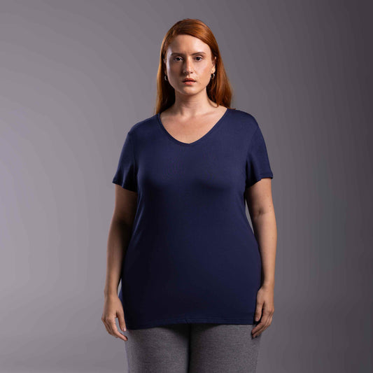 Tech T-Shirt Modal Gola V Plus Feminina - Azul Marinho