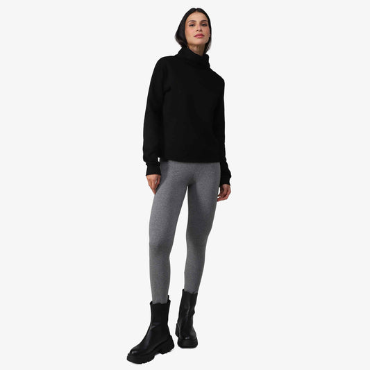 Blusão Tech NoLiquid Moletom Flanelado Gola Rolê Feminino - Preto