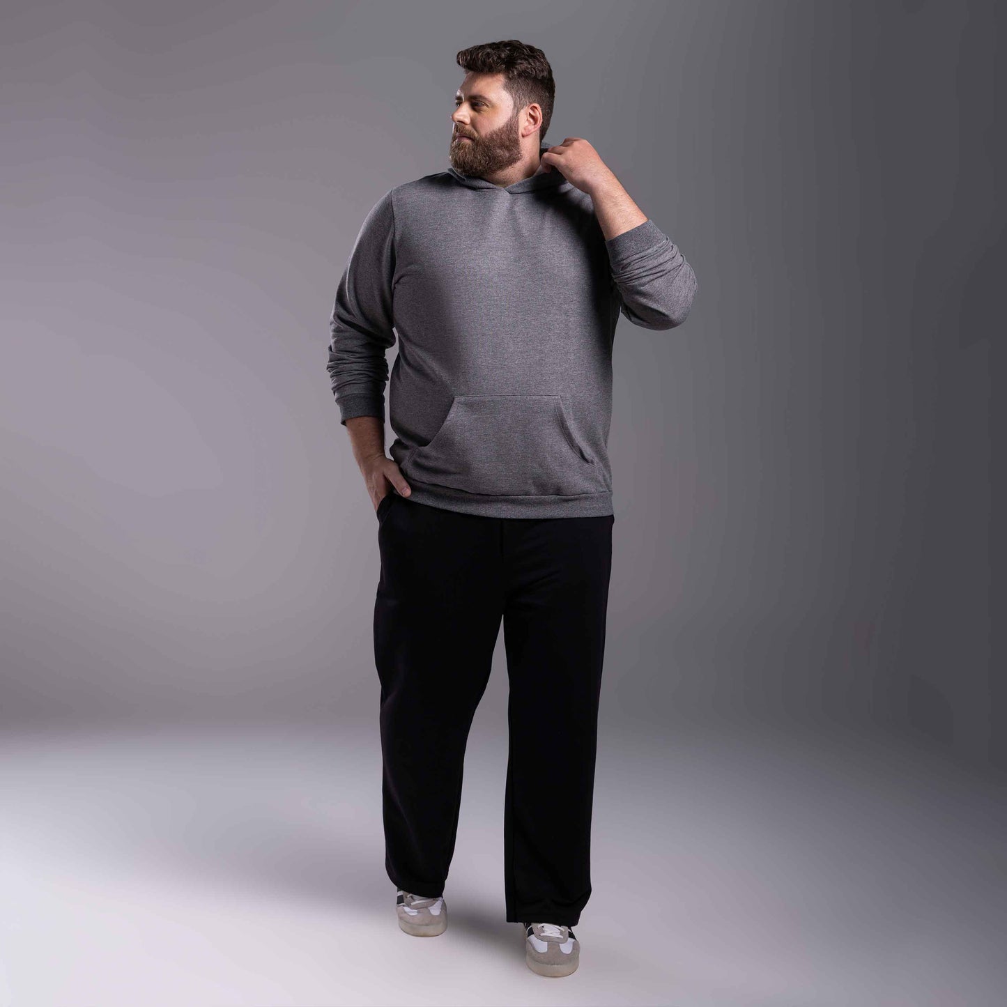 Blusão Tech NoLiquid Moletom Flanelado Capuz Plus Masculino - Mescla Escuro