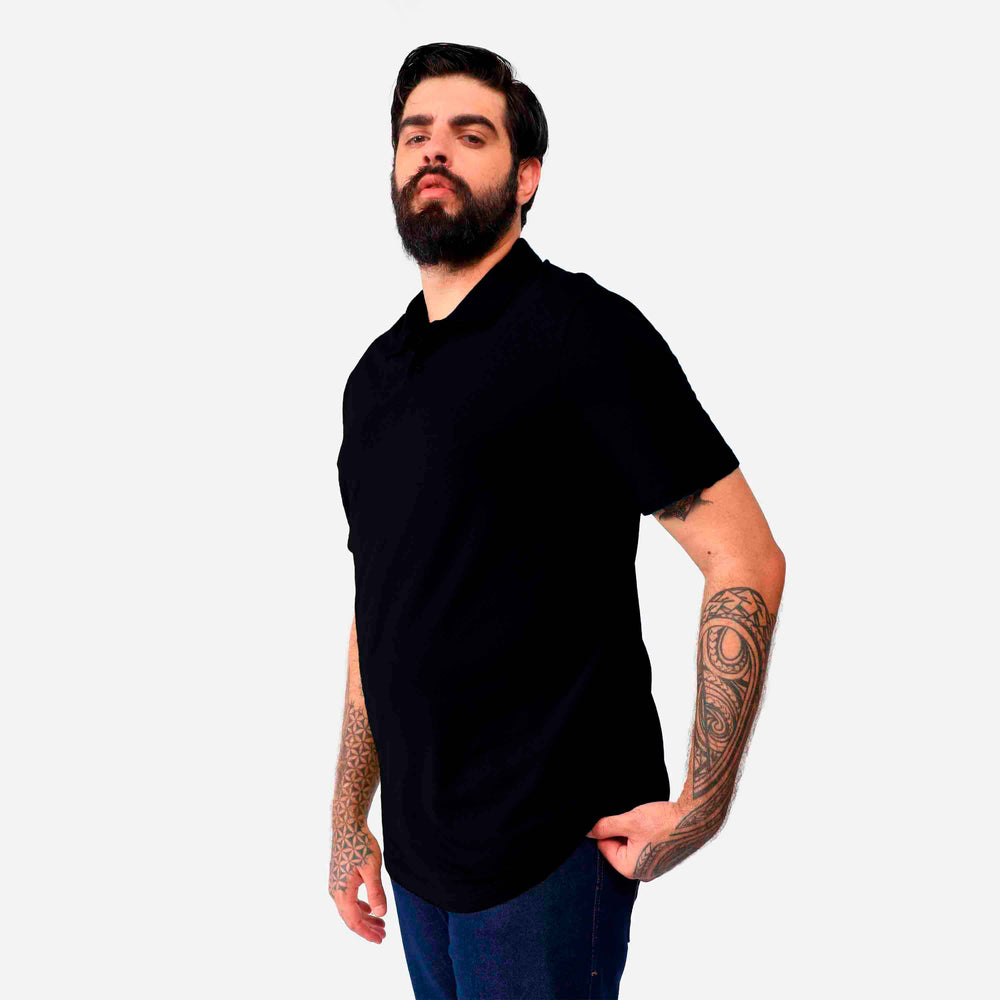 Camisa Polo Tech Anti Odor Piquet Plus Masculina - Preto