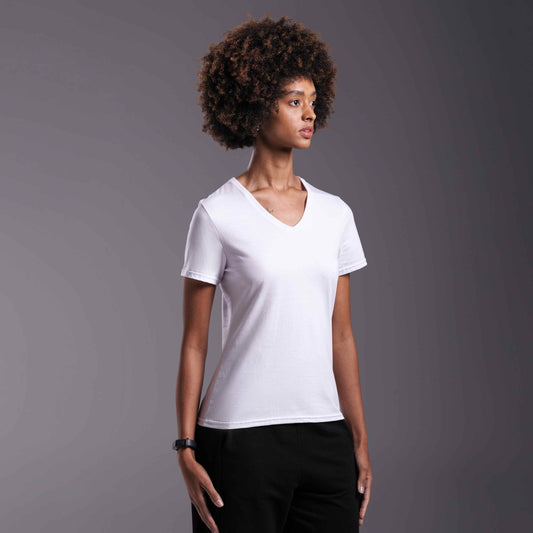 Tech T-Shirt Anti Odor Slim Gola V Feminina - Branco