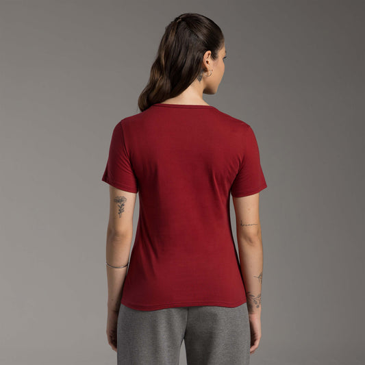 Tech T-Shirt Anti Odor Slim Gola V Feminina - Vermelho Escarlate