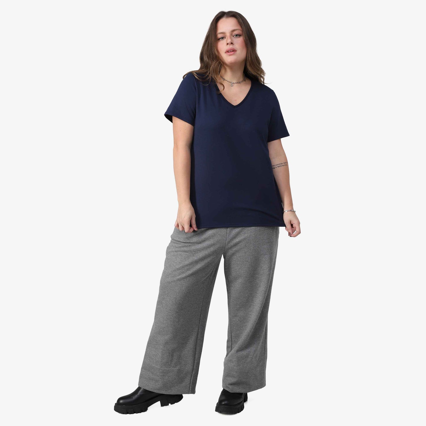 Tech T-Shirt Anti Odor Slim Gola V Plus Feminina - Azul Marinho