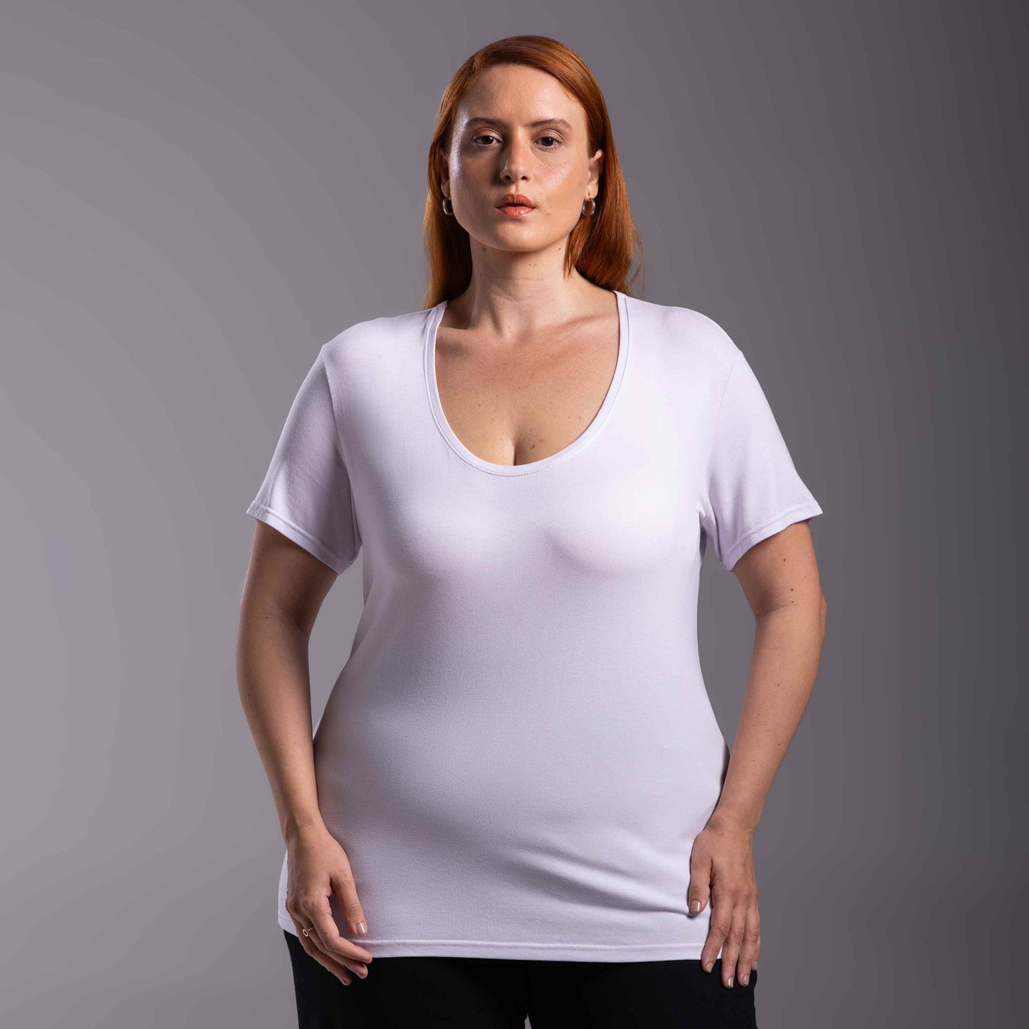 Tech T-Shirt Modal Gola U Plus Feminina - Branco