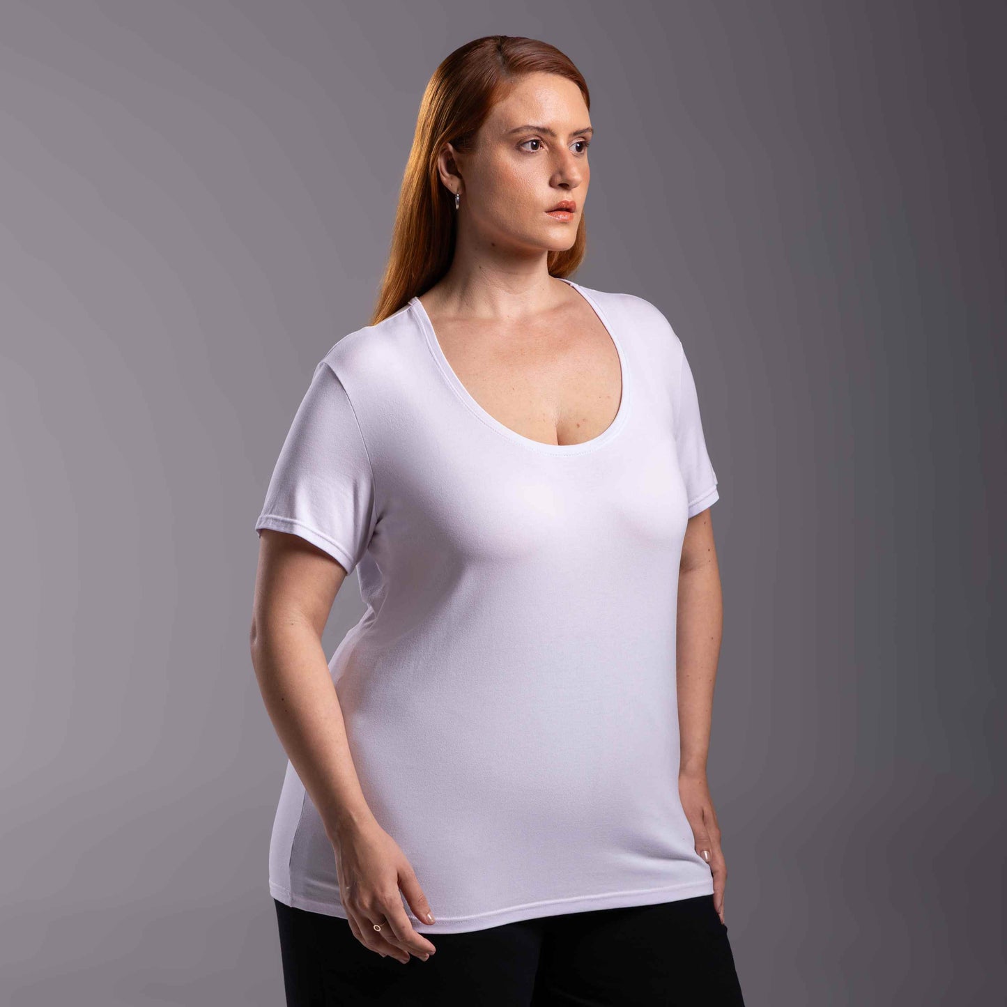Tech T-Shirt Modal Gola U Plus Feminina - Branco