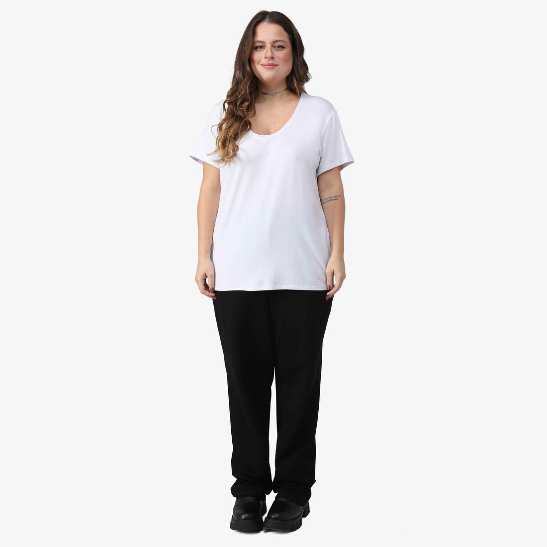 Tech T-Shirt Modal Gola U Plus Feminina - Branco