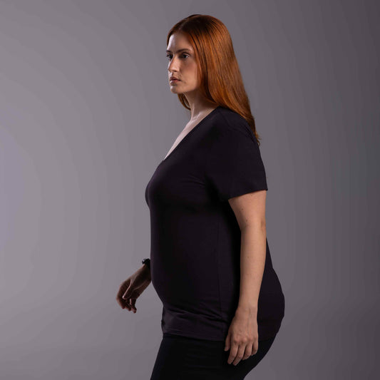 Tech T-Shirt Modal Gola U Plus Feminina - Preto