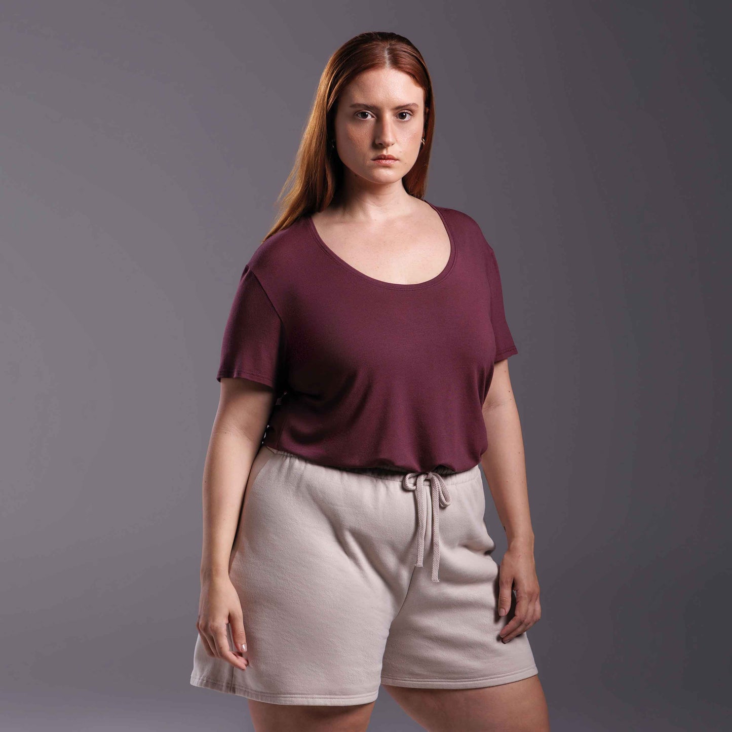 Tech T-Shirt Modal Gola U Plus Feminina - Roxo Amoreira