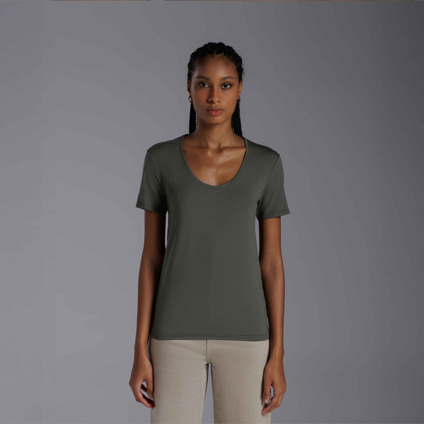 Tech T-Shirt Modal Gola U Feminina - Verde Figo