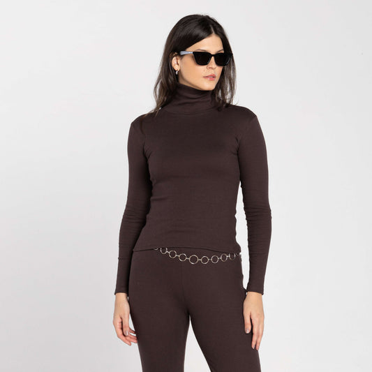 Blusa Ribana Anti Odor Gola Rolê - Marrom