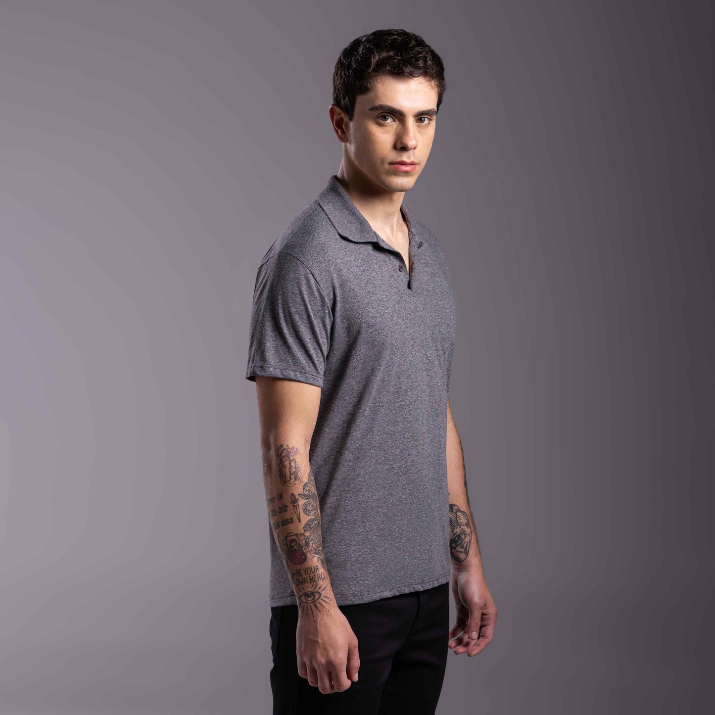 Camisa Polo Tech Anti Odor Masculina - Mescla Escuro