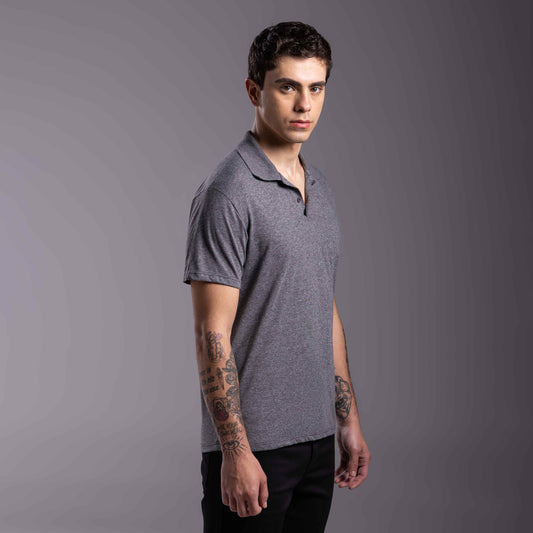 Camisa Polo Tech Anti Odor Masculina - Mescla Escuro