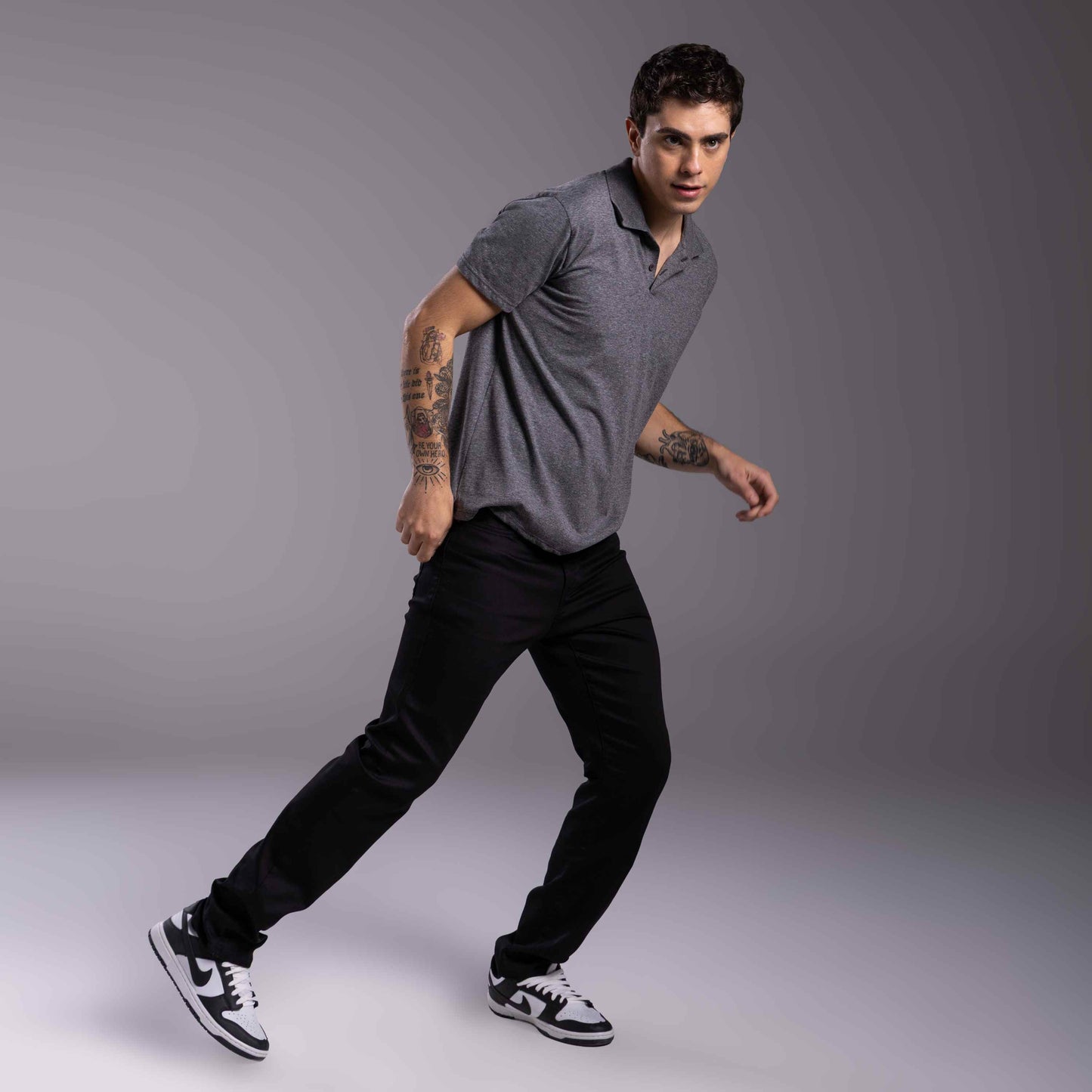 Camisa Polo Tech Anti Odor Masculina - Mescla Escuro