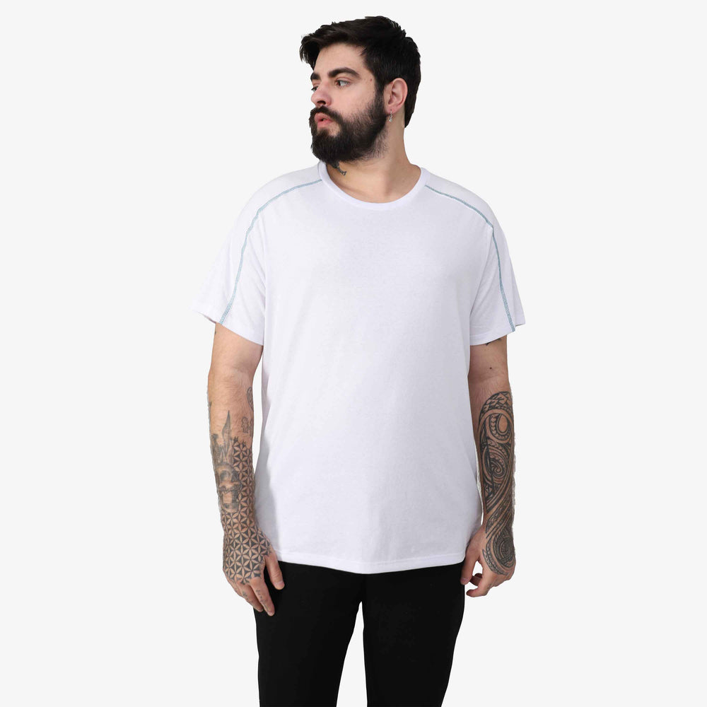 Tech T-Shirt Contraste Impermeável Plus Masculina - Branco
