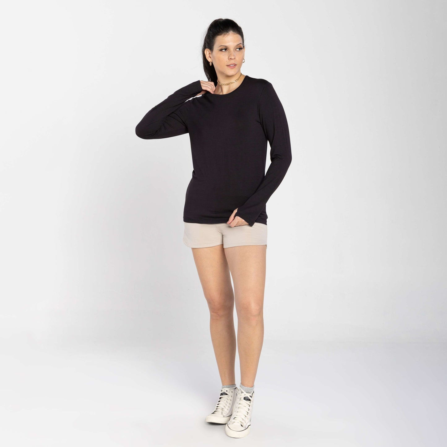 Tech T-Shirt Modal Manga Longa - Preto