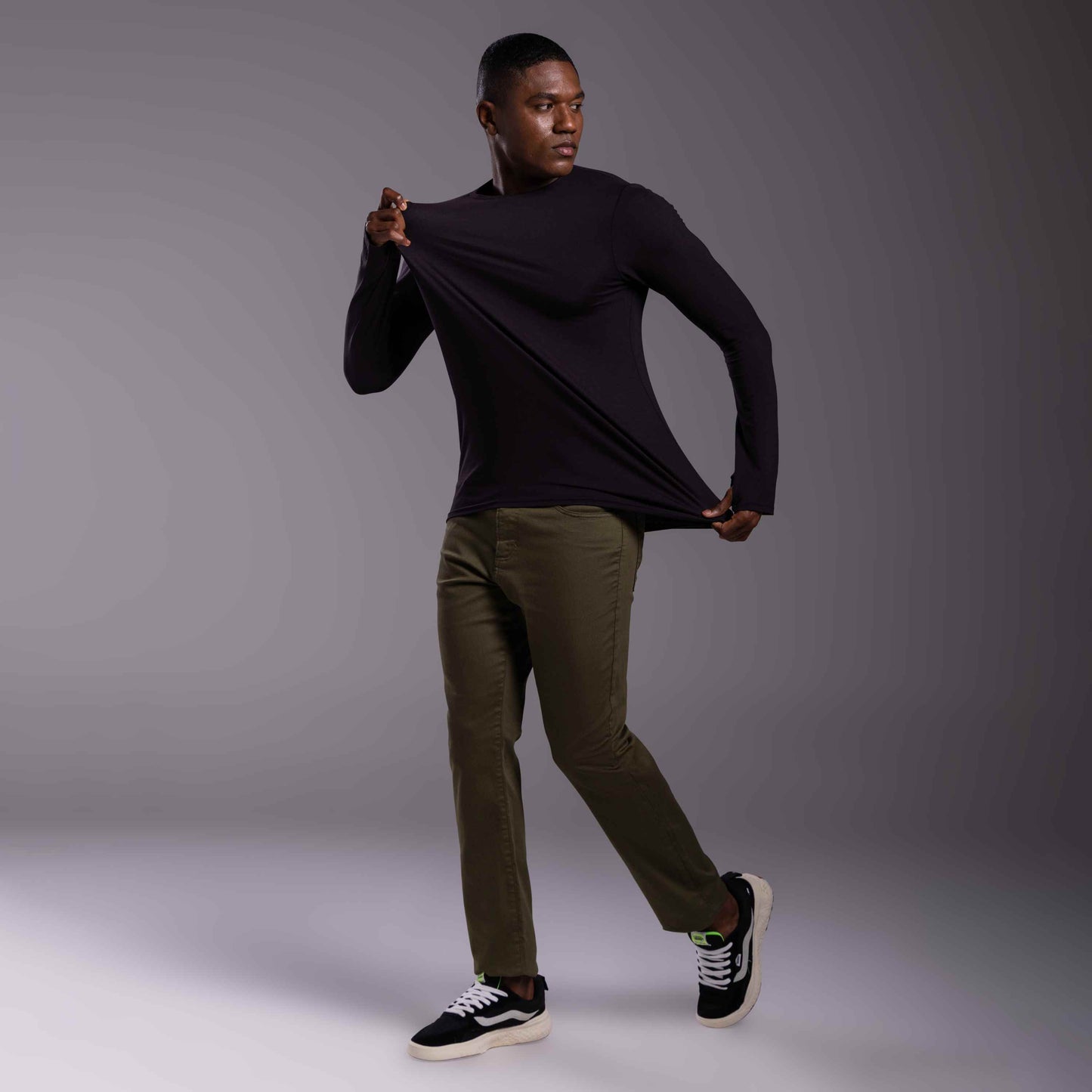 Tech T-Shirt Modal Manga Longa - Preto